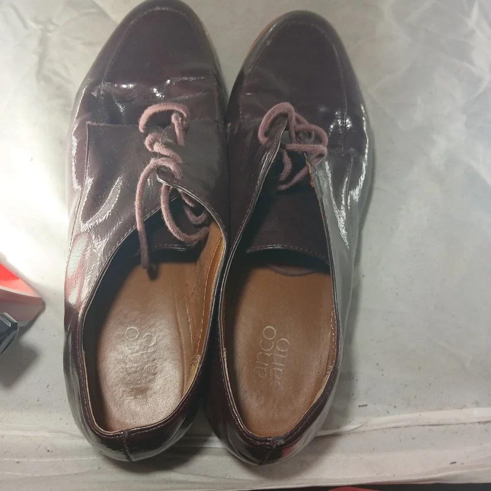 Franco Sarto Charles Burgundy Glossy Lug Sole Oxford Shoes Mens‎ 12M Z286